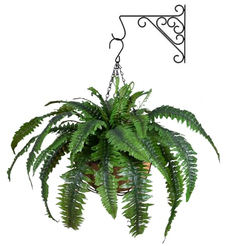 Generisch Plantas de helecho artificial – Planta de helecho de algas artificiales, helechos artificiales para exteriores, cesta colgante, resistente a los rayos UV, helechos de seda artificiales