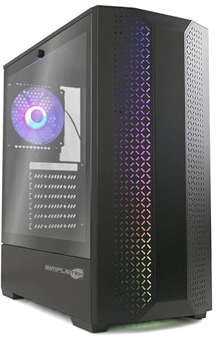 SIMPLETEK - Computer Desktop di 14th Gen | Core i3 14100T RAM 64GB SSD 2TB + 2TB | Case da Gaming in Vetro, Inclusa licenza Windows 11 Professional