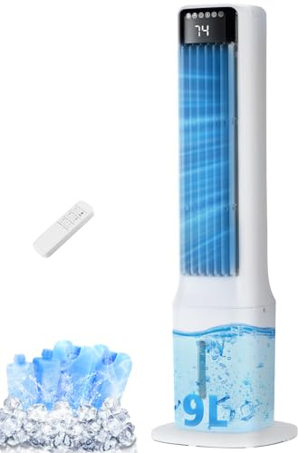 Uthfy 41 Portable Air Conditioners, 120° Oscillating Cooling Fans that Blow Cold Air with 24H Timer,4 Modes&3 Speeds,Dual Water Tank, 4 Ice Packs, Remote, Portable AC, 3 In 1 Swamp Cooler for Bedroom