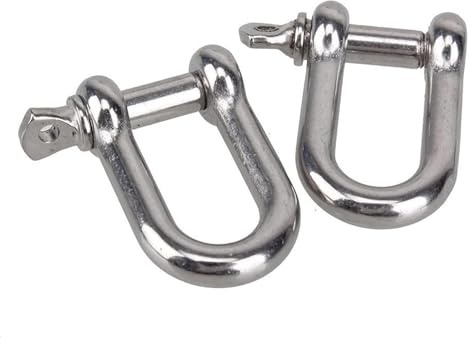 Manille en arc en acier inoxydable, Manille de gréement M6 38mm en acier inoxydable 316 D, charge rupture 1500 kg, argent