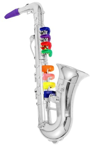 Spielzeug-Saxophon – Musikalisches Blasinstrument für frühes Lernen | Goldener Kunststoff mit 8 farbcodierten Tasten, realistisches Simulationsset, kreatives Spielzubehör für Kleinkinder, Kinder und S