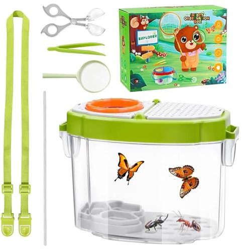 HAIJIYUNTU Becherlupen für Kinder, Lupenglas für Kinder, Insektenglas mit Lupe Kinders, 5X Lupendose, Insekten Beobachtungsbox Forscherset, Outdoor Explorer Spielzeug für 3 4 5 6 7 Jahre Alt