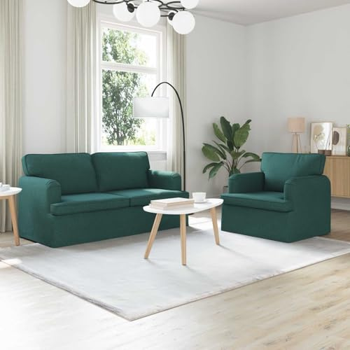 sephironlbb Sofa Set 2 pcs Dunkelgrün Stoff Ecksofa mit Schlaffunktion und Bettkasten 162 x 80 x 85 cm Zweisitzer Dreisitzer Polstergarnitur für Wohnzimmer Gästezimmer Lounge