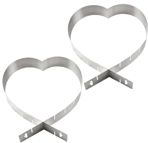 Molde 2 en Forma de Corazón para Pastel Ajustable de Acero Inoxidable
