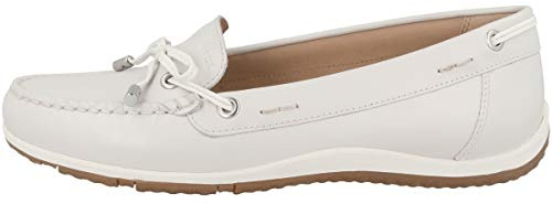 Geox Femme D Vega Moc B Mocassins, Off White, 37 EU