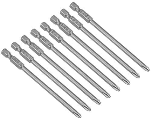 sourcing map Embout de Tournevis Cruciforme PH1 Magnétique S2 H1/4 x 100 x 4.5PH2 8Pcs