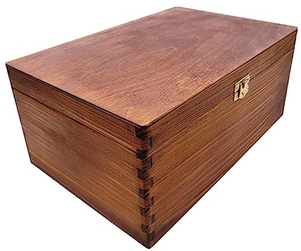 Wooden Box 30x20x13.5 cm Without Handles Closed with a latch in Brown Color
