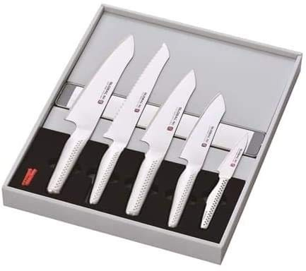 Global GN-5005A /M30 - Juego de 5 cuchillos Seri Ni + barra magnética