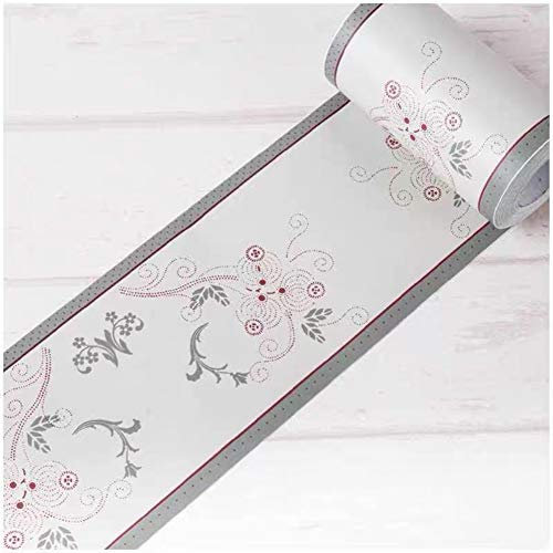 Selbstklebende Tapetenbordüre, abnehmbar, wasserdicht, abziehen und aufkleben, für Küche und Badezimmer, Tapetenbordüre, Aufkleber, Banggo, 10 x 1000 cm (grau)
