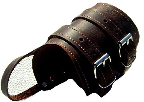 Lederecke Konstanz Handgelenk-Bandage RECHTS Gr.L -XL für Umfang 19-25 cm Lederfarbe dunkelbraun Lederarmband mit Daumenschlaufe Handgelenk-Corsage Stütze