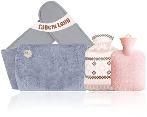 Hot Water Bottle,Extra Long 130 cm Hot Water Bottle Belt with Waist Cover Hot Water Belt for Abdomen,Back,Waist Warm