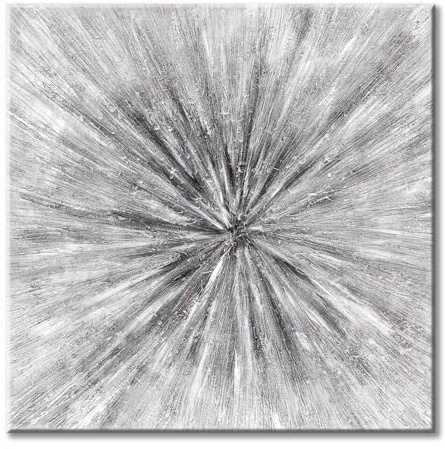 UTOP-art Gray Abstract Painting Wall Art: Modern Canvas prints Radial Graphic Artwork Abstract Grey Picture for Bathroom Bedroom 12x12
