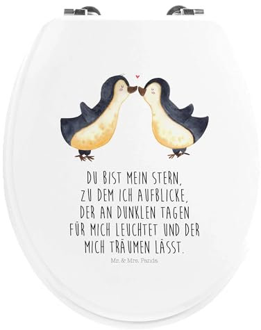 Mr. & Mrs. Panda Motiv WC Sitz Pinguin Liebe - Geschenk, WC-Sitz, Toilettendeckel, Klodeckel, Heiratsantrag, Partner, Toilette, Pinguinpaar, Freund,