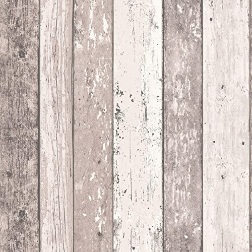 YöL Full Roll Wood Effect Panels Blush Wallpaper Pink Rustic Modern Contemporary