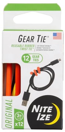 Nite Ize Gear Tie Original ProPacks - Reusable Rubber Twist Ties for Indoor & Outdoor Use - Bendable Wire Interior - Durable Rubber Exterior - Secure Grip - Assorted Colors, 3 (12 Pack)