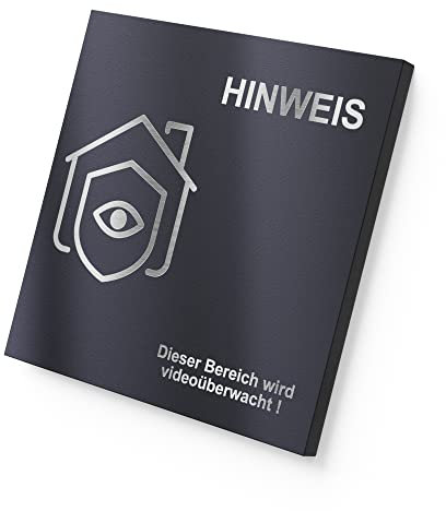 Graviers Hinweisschild aus rostfreiem Edelstahl mit Gravur in RAL7016 - Dieser Bereich wird videoüberwacht Warnschild für Videoüberwachung Kameraüberwachung - selbstklebend oder Bohrlöcher