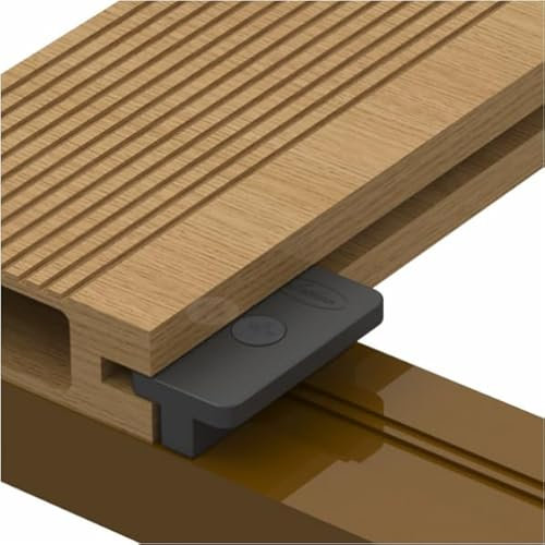 VALDERN Lot de 200 clips de terrasse composites en plastique avec vis | Fixations cachées WPC T, noir, 48 x 38 x 11 cm