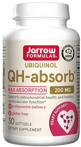 Jarrow Formulas, Ubiquinol QH-Absorb (Coenzyme Q10 Actif), 200mg, Hautement Dosé, 60 Capsules molles, Testé en Laboratoire, Sans Gluten, Sans Soja, Sans OGM