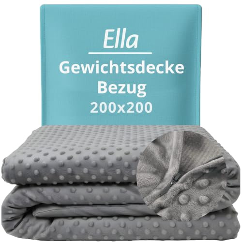 Ella Bettbezug 200x200 cm für Gewichtsdecke - Weicher Minky-Fleece-Deckenbezug - Geeignet für 11 kg und 13 kg Gewichtsdecken