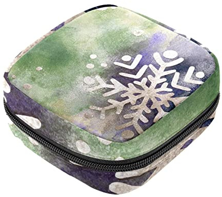 Sanitary Napkin Storage Bag, Feminine Product Pouches Portable Period Kit Bag for Girls Women Ladies Snowflake Winter