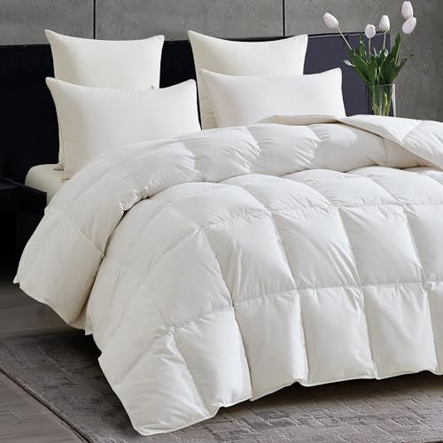 Degrees of Comfort Daunendecke 200x200 cm aus 50% Daunen und 50% Federn, Winterdecke, Bezug aus 100% Baumwolle Allergikergeeignet, Öko-Tex 100 Zertifiziert, Downpass
