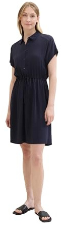 TOM TAILOR Damen Hemd-Kleid mit Bindegürtel