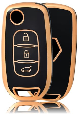 OFFCURVE Etui a Cle Voiture Coque Clé, Étui à Clés Couvre Clef Cache Clef Convient pour Renault Sandero Stepway Logan Arkana Captur Kadjar Clio Megane Symbol Koleos Twingo Kangoo Dacia Duster