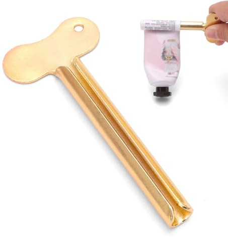 Zittop 1 exprimidor de pasta de dientes inoxidable, utilizado para pasta de dientes, tinte para el cabello, crema de manos, cosméticos, pintura, etc. (dorado)