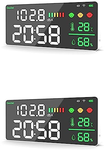 Aposous 2X TUYA Wifi Digitaler Dezibel-Schallmesser Wandmontierter Smart Noise Tester Temperatur- und Luftfeuchtigkeitsmonitor LED-Großbildschirm