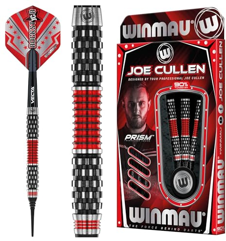 WINMAU Joe Cullen Rockstar Series RS 1.0 90% Soft Tip - Fléchettes Pointe Plastique