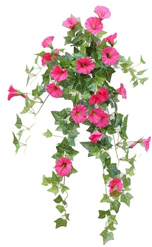 Dinglong Fiori artificiali 23 fiori artificiali da esterno mattina svaniscono per decorazioni per interni ed esterni appesi e finestra Bouquet Garni (Hot Pink, One Size)