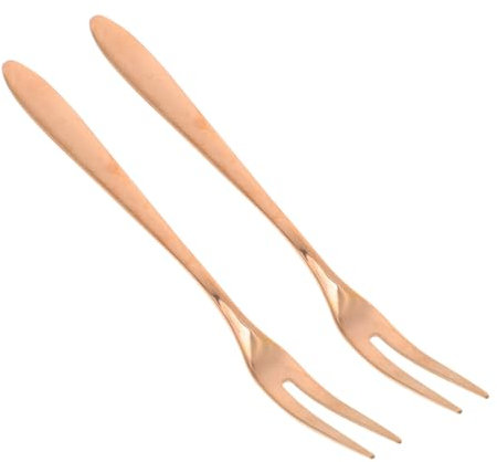 PAMINGONO 2st Fruchtgabel Kleine Dessertgabel Cocktailgabeln Speisegabel Essenspickel Aus Stahl Besteck Für Obstgabeln Vorspeise Mini-gabeln Kuchengabel Rostfreier Stahl Golden
