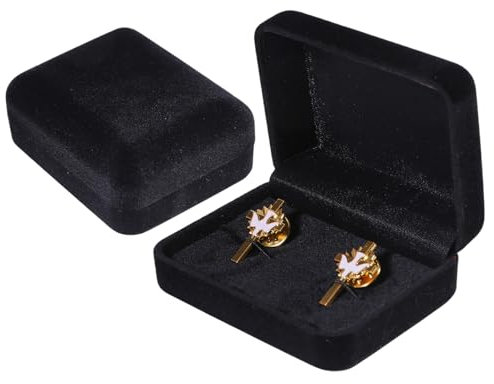 CHGCRAFT 2 boîte à Boutons de Manchette en Velours Noir Boîte de Rangement Floquée Boîte de Présentation de Bijoux pour Fiançailles Anniversaire 2.99 × 2.4 Pouces