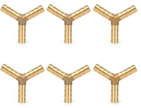 6 Pièces Raccords de Tuyau d'air Comprimé en Laiton de 8mm, Y en Forme, Connecteur de Tuyau de Carburant, Connecteur Barbelé pour Carburant, Air, Eau, Gazole