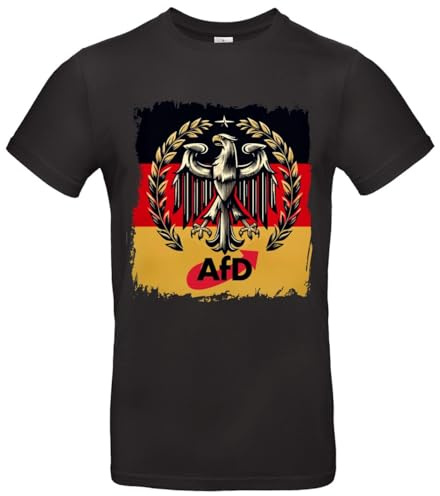 AFD T-Shirt mit Bundesadler Deutschland Fan-Shirt für Politik-Interessierte, Schwarz, L
