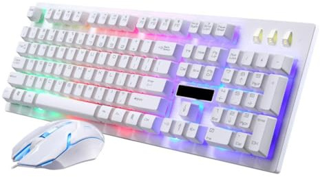 DOITOOL Conjunto de Teclado y Ratón Mecánicos para Juegos, Cable USB, 104 Teclas, Iluminación, Diseño sin Conflicto, para Oficina y Café