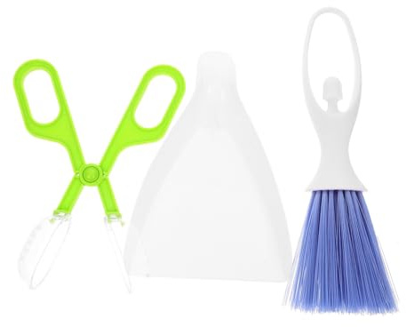 Milisten Balayette et Pelle Mini pour Terrarium, 3 Pièces en Abs, Légère et Portable, Garde Les Mains Propres, pour Hamsters et Reptiles