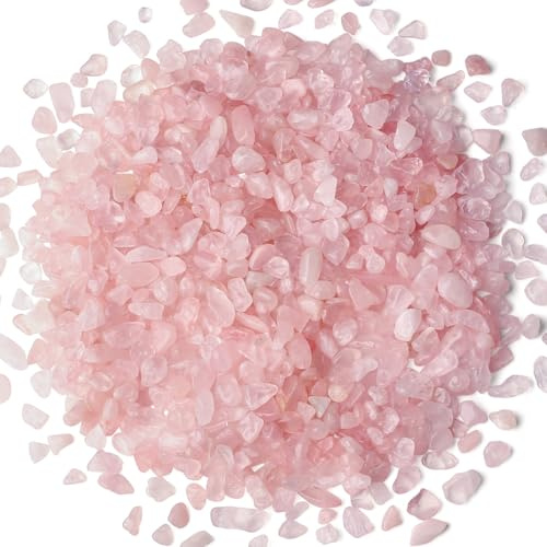 Sahoottie 250g Rosenquarz Trommelsteine Klein 7-9 mm Kleine Rosenquarz Kristall Chips Deko Edelsteine Rosa Heilsteine Kleine Edelsteine für Heilung Reiki Dekosteine für Vasen