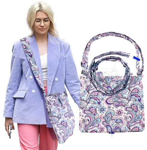 CYMNER Urine Drainage Bag Holder for Women,Catheter Bag Cover with Adjustable Strap, Leak-Proof Lining and Bed/Walker Loops, Floral Print, Resistant Polyester Fabric