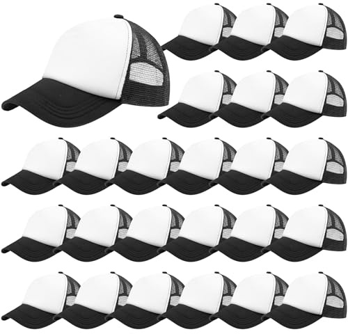 YFNVH 24 Stück Trucker Cap für Sublimation, Rohlinge zum Bedrucken für DIY, Verstellbare Mesh Basecap Atmungsaktive Snapback Mütze für Erwachsene Herren und Damen