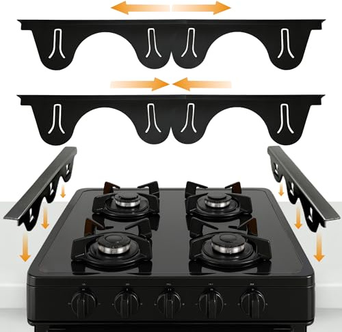 Linda’s Essentials Stainless Steel Stove Gap Covers (2 Pack) Adjustable Length 13.8 to 27.5 Stove Gap Covers Stainless Steel, Steel Adjustable Stove Gap Covers, Counter, Oven & Stove Gap Filler