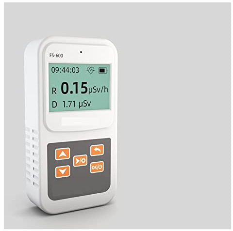 Contatore Geiger Radiazioni nucleari rilevatore rilevatore palmare contatore Emissione Dosimeter includa la batteria(White)