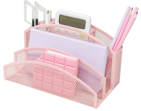 EXERZ Gitter Schreibtisch Organizer 3 Etagen 4 Fach Metall Stiftehalter | Desk Aufbewahrung Side Slot rutschfest Rutsch Feet für Büro Zuhause Schule Ideal für den täglichen