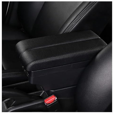 Caja Apoyabrazos Reposabrazos Para Seat Para Ibiza 6L 6j Piezas Actualización Consola Central Espacio Almacenamiento Especial Reposabrazos Coche Con Portavasos USB Caja Reposabrazos Coche(A-Black blac