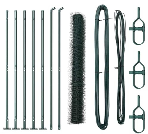 vidaXL Fence Post Green 10 x 1 m (36 mm mesh) Steel and PVC, Garden and Terrace, Durable Steel Fence, Modern Outdoor Fencing Panels, Security Posts, Residential Barrier Enclosure