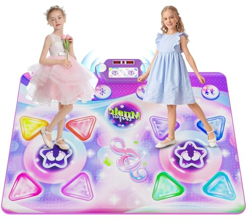 Mileonaim Dansmatta, leksak, gåva för barn, i åldrarna 3, 4, 5, 6, 7, 8, 9, +, 2 spelare, elektronisk dansdyna med musik och ljus, för pojkar och flickor, roligt golvspel för födelsedagar, jul, aktiv