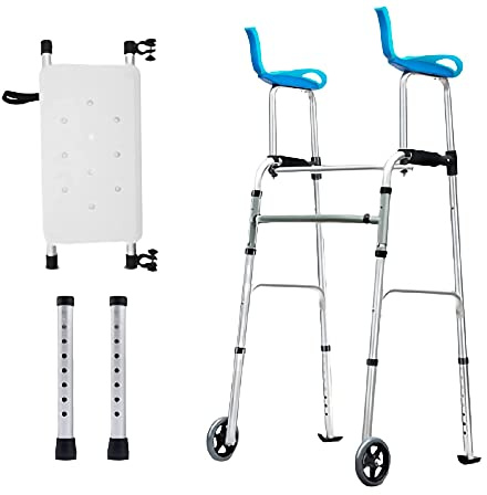QHLMLL Andador Plegable con 2 Ruedas y Almohadilla para reposabrazos Andador estándar liviano Andador con Ruedas de Altura Ajustable Ayuda para la Movilidad para Personas Mayores El Doble de comodi
