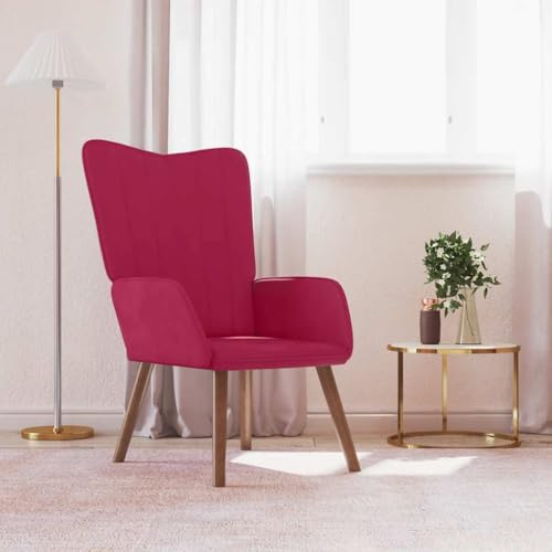 Yunovire Relaxfåtölj vinröd sammet, modern loungefåtölj för vuxna, bekväm sovrum fåtölj, robust vardagsrum läsestol, grå, 61,5 x 69 x 95,5 cm