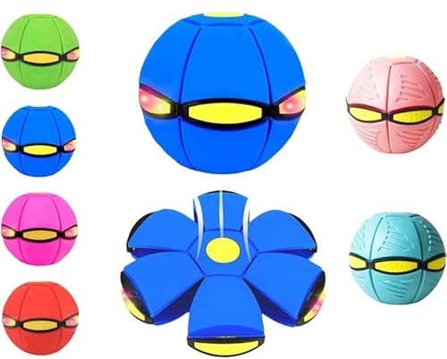 Générique 2026 Ballon Sauteur Magique pour Enfants, Soucoupe Volante, Ballon Sauteur, Interaction Parent-Enfant, Jouet Lumineux pour réaction éducative au Corps, avec 6 lumières (Bleu)