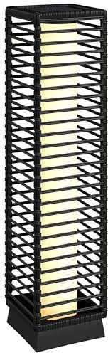 Outsunny Garden Rattan Lamp, 68 cm Solar Rattan Floor Lamp, Solar Garden Light with Auto On/Off LEDs, IP44 Waterproof for Patio, Porch, Outdoor, Pathway, Garden, Black